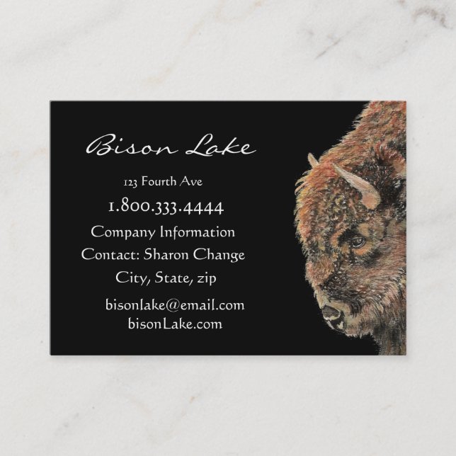 Classy Black Bison, Buffalo Animal Custom Business Business Card (Front)