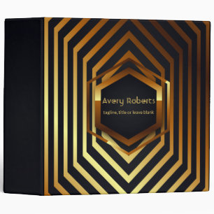 Classy black blue gold Elegant geometric 3 Ring Binder