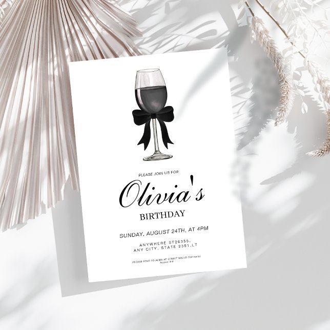 Classy black bow birthday party invitation (Creator Uploaded)