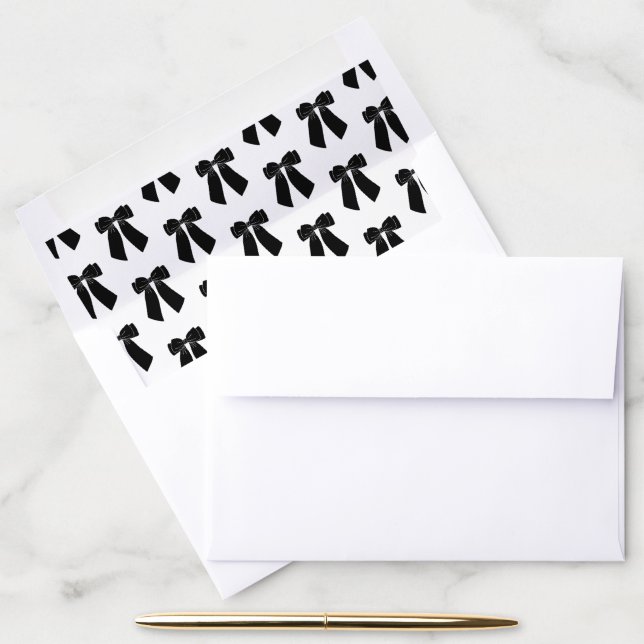 Classy Black Bow Old Money Bridal Shower Envelope Liner (Desk)