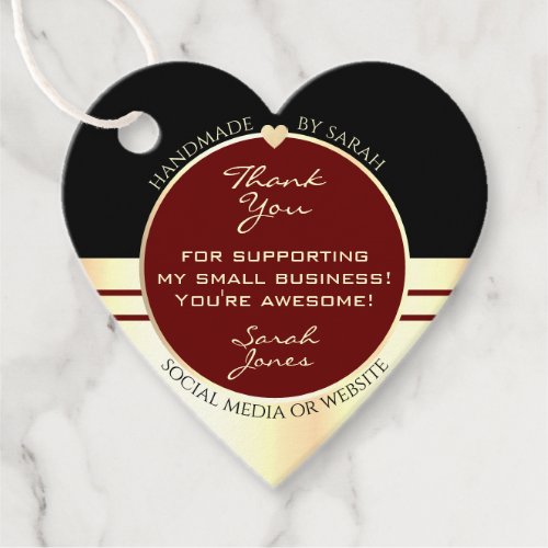 Classy Black Burgundy and Gold Packaging Thank You Favor Tags