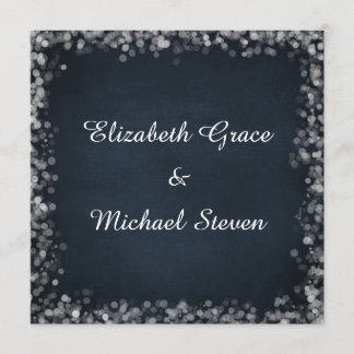 Classy Black Chalkboard with White Bokeh Lights Invitation