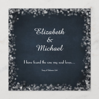 Classy Black Chalkboard with White Bokeh Lights Invitation