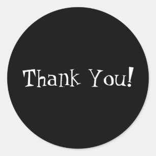 Classy Black Circle Black and White Thank You! Classic Round Sticker