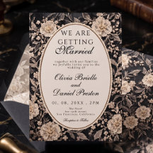 Classy Black Cream Floral Lace Pearl Wedding