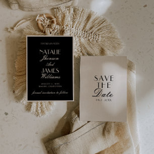 Classy Black Cream Old Money Luxury Chic Wedding Save The Date