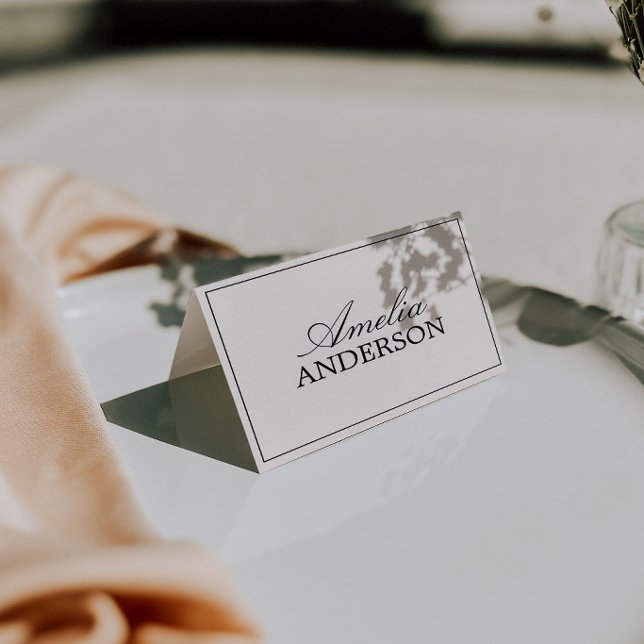 Classy Black Cream Old Money Wedding Place Cards (Creator Uploaded)