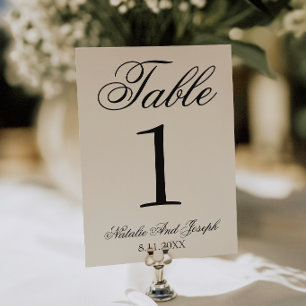 Classy Black Cream Old Money Wedding Table Number