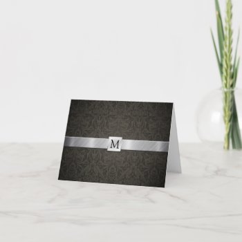 Classy Black Damask And Metallic Silver Thank You by weddingsNthings at Zazzle