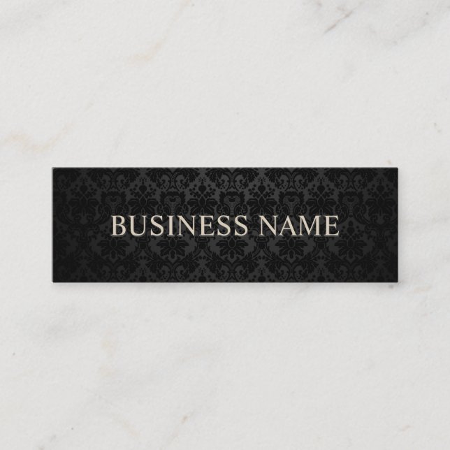 Classy Black Damask Mini Business Cards (Front)