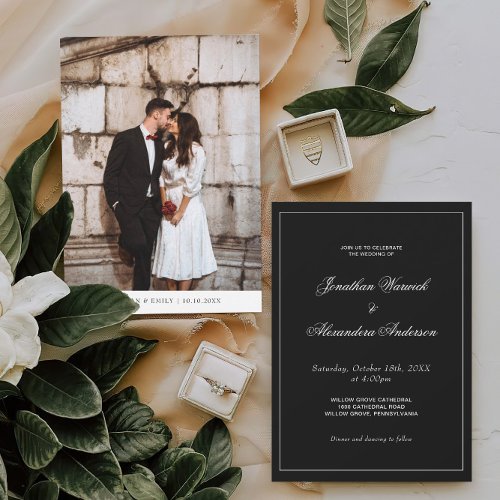 Classy Black Dark and Romantic Wedding  Invitation