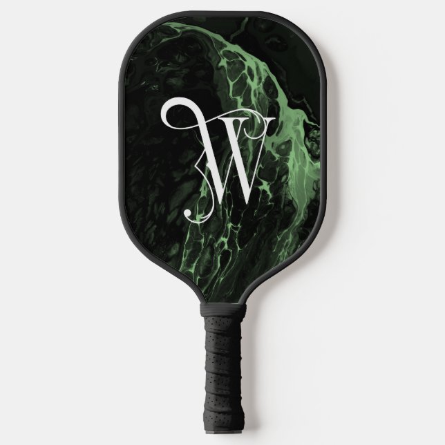 Classy Black Decorative W Personalized  Pickleball Paddle (Front)