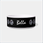 Classy Black Diamond Decorated Ceramic Pet Bowl<br><div class="desc">Very chic and classy pet bowl for your fur baby.  S/he deserves a bowl fit for royalty!  Diamond image surrounds.  Personalize with your pet's name!</div>