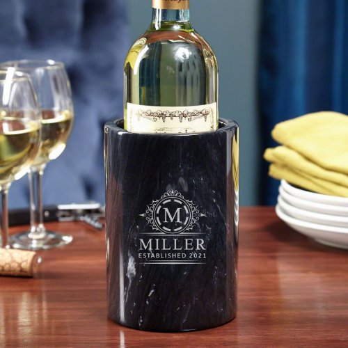 Classy Black Engraved Marble Wine Chiller