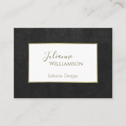 Classy Black Faux Leather with Gold Frame Elegant Business Card