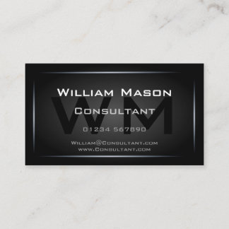 Classy Black Framed Monogram Professional Business Card