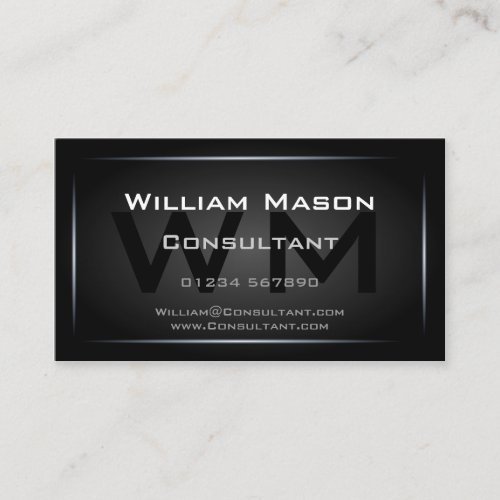 Classy Black Framed Monogram Professional Business Card Templates
