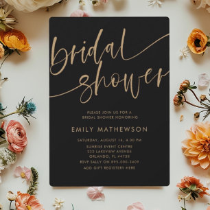 Classy Black & Gold Bridal Shower Invitation