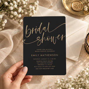 Classy Black & Gold Bridal Shower Invitation