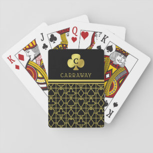 Classy Black Gold Card Suits Monogrammed Club