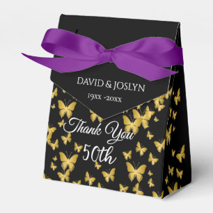 Classy Black & Gold Chic 50th Wedding Anniversary  Favor Boxes