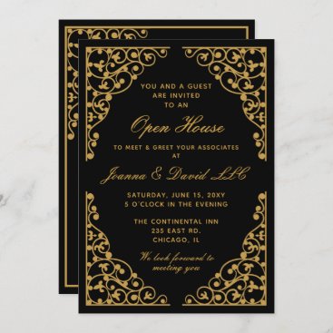 classy Black Gold Corporate party Invitation