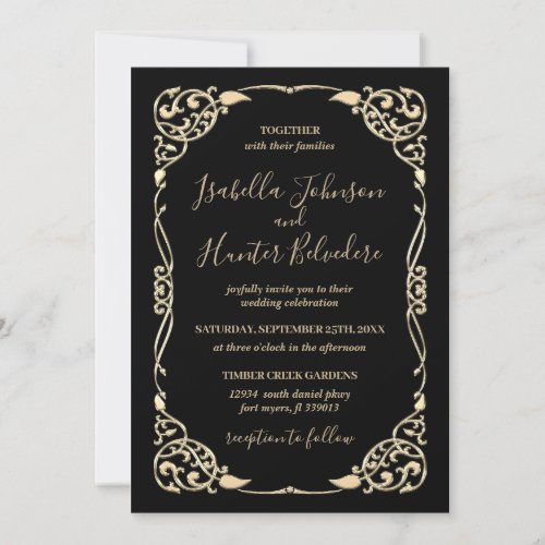 Classy Black  Gold Frame All Occasion Invitation