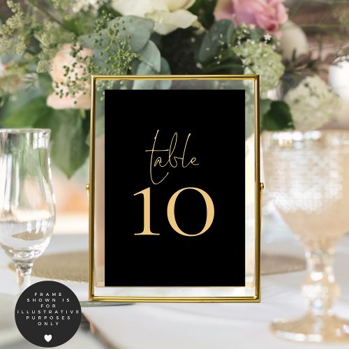 Classy Black Gold Script Wedding Table Number