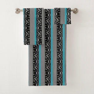 Classy Black/Gray and Aqua Towel Set