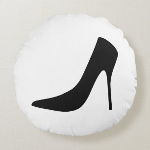 CLASSY BLACK HIGH HEEL SHOES AND POLKA DOTS ROUND PILLOW