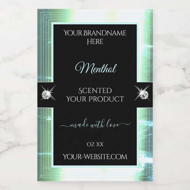 Classy Black Ice Blue Brilliants Product Label (Single Label)