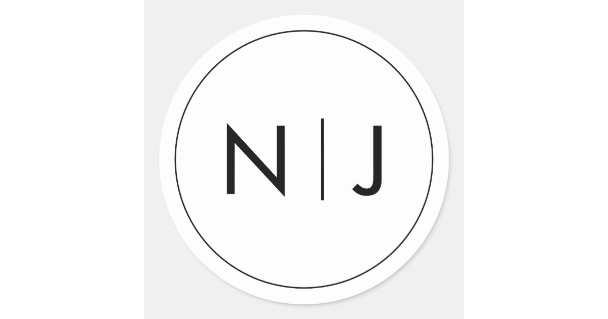 Classy Black Initials Monogram Wedding Classic Round Sticker | Zazzle