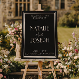 Classy Black Ivory Old Money Wedding Welcome Sign