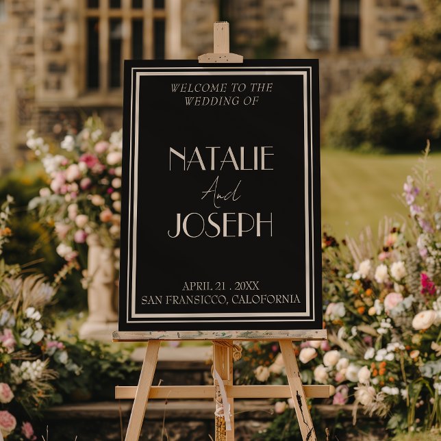 Classy Black Ivory Old Money Wedding Welcome Sign  (Creator Uploaded)