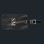 Classy Black Leather Monogram Initials Luggage Tag<br><div class="desc">Elegant Classy Minimal Black Leather Monogram Initials Luggage Tag. Features faux leather image background.</div>