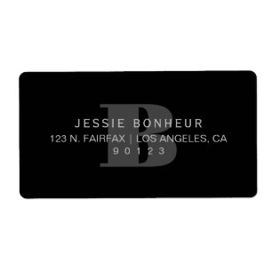 Classy Black & Light Dark Grey Return Address Label