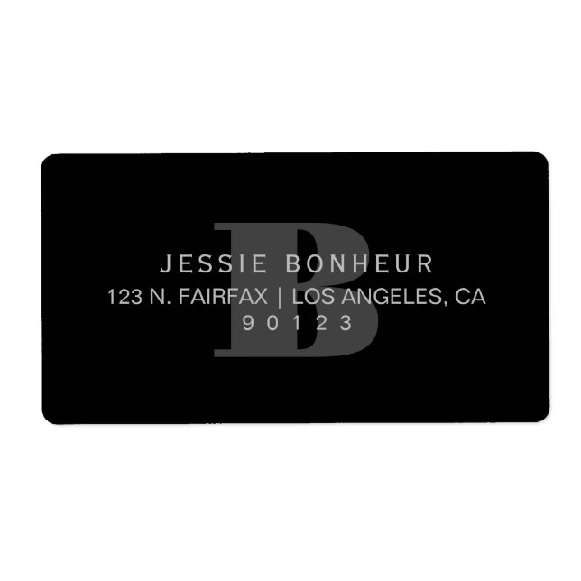 Classy Black & Light Dark Grey Return Address Label (Front)