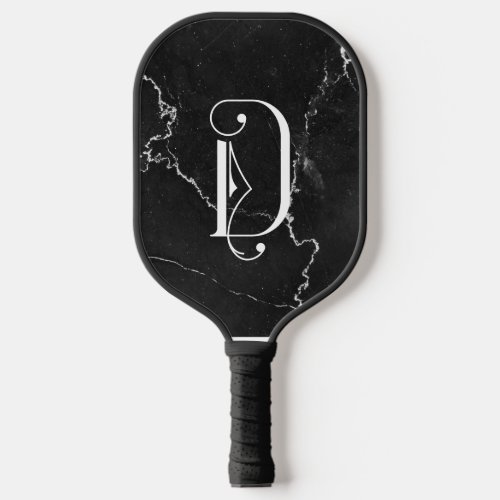 Classy Black Marble Decorative D Personalized  Pickleball Paddle
