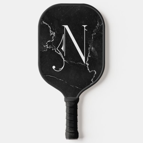 Classy Black Marble Decorative N Personalized  Pickleball Paddle