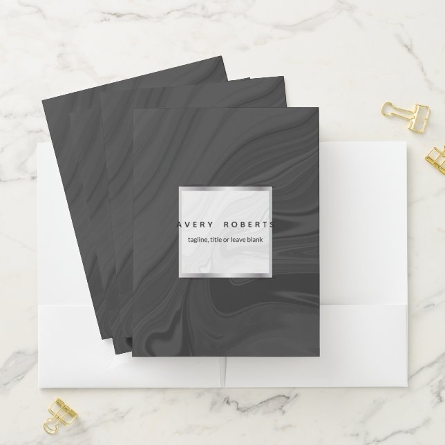Classy Black Marble Elegant geometric design Pocket Folder (In Situ)