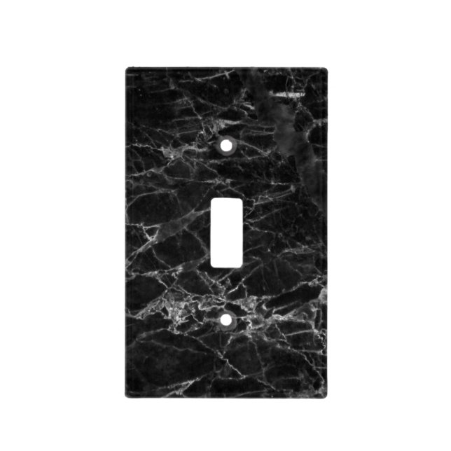 Classy Black Marble Texture Light Switch Cover (Front)