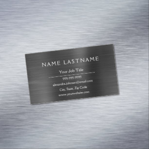 Classy Black Metallic Foil Modern Business Card Magnet