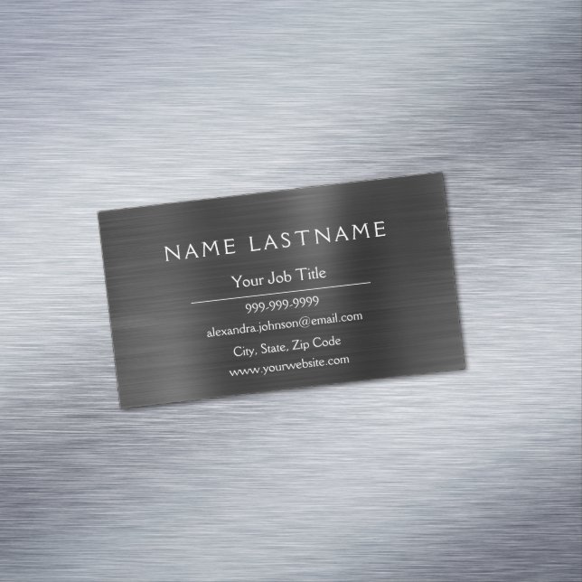 Classy Black Metallic Foil Modern Business Card Magnet (In Situ)