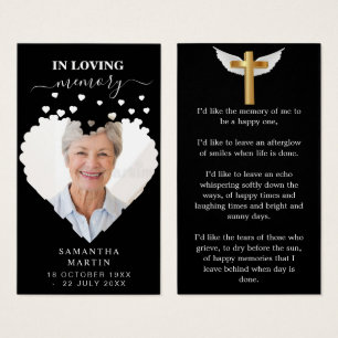 Classy Black Minimal Memorial Funeral Bookmark