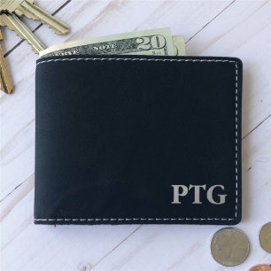Classy Black Monogrammed Leatherette Men's Wallet