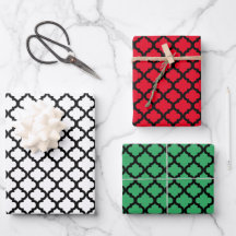 Classy black moroccan quatrefoil pattern Christmas