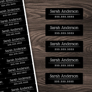 Classy black or any color name number waterproof labels