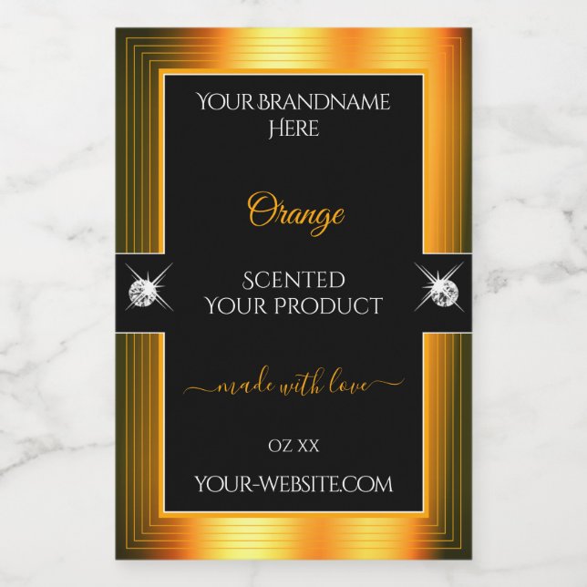 Classy Black Orange Shiny Brilliants Product Label (Single Label)