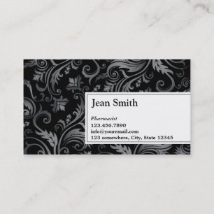 Classy Black Ornament Pharmacist Business Card