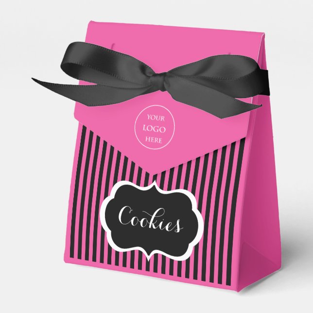 Classy Black, Pink & White Favor Box (Front Side)